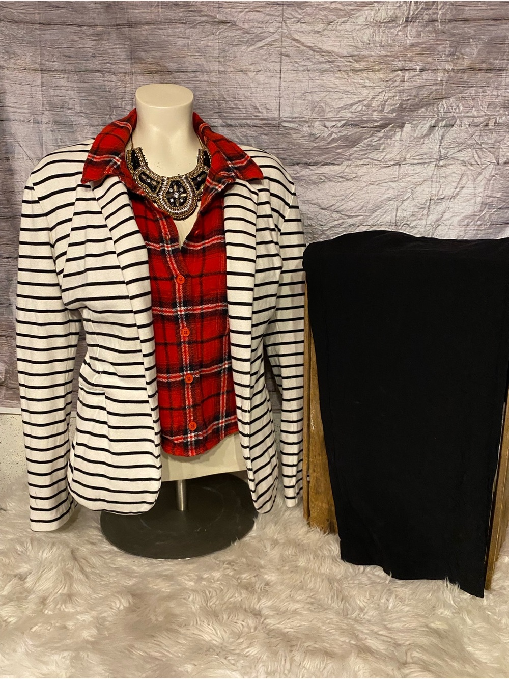 Old Navy Black & White Striped Blazer